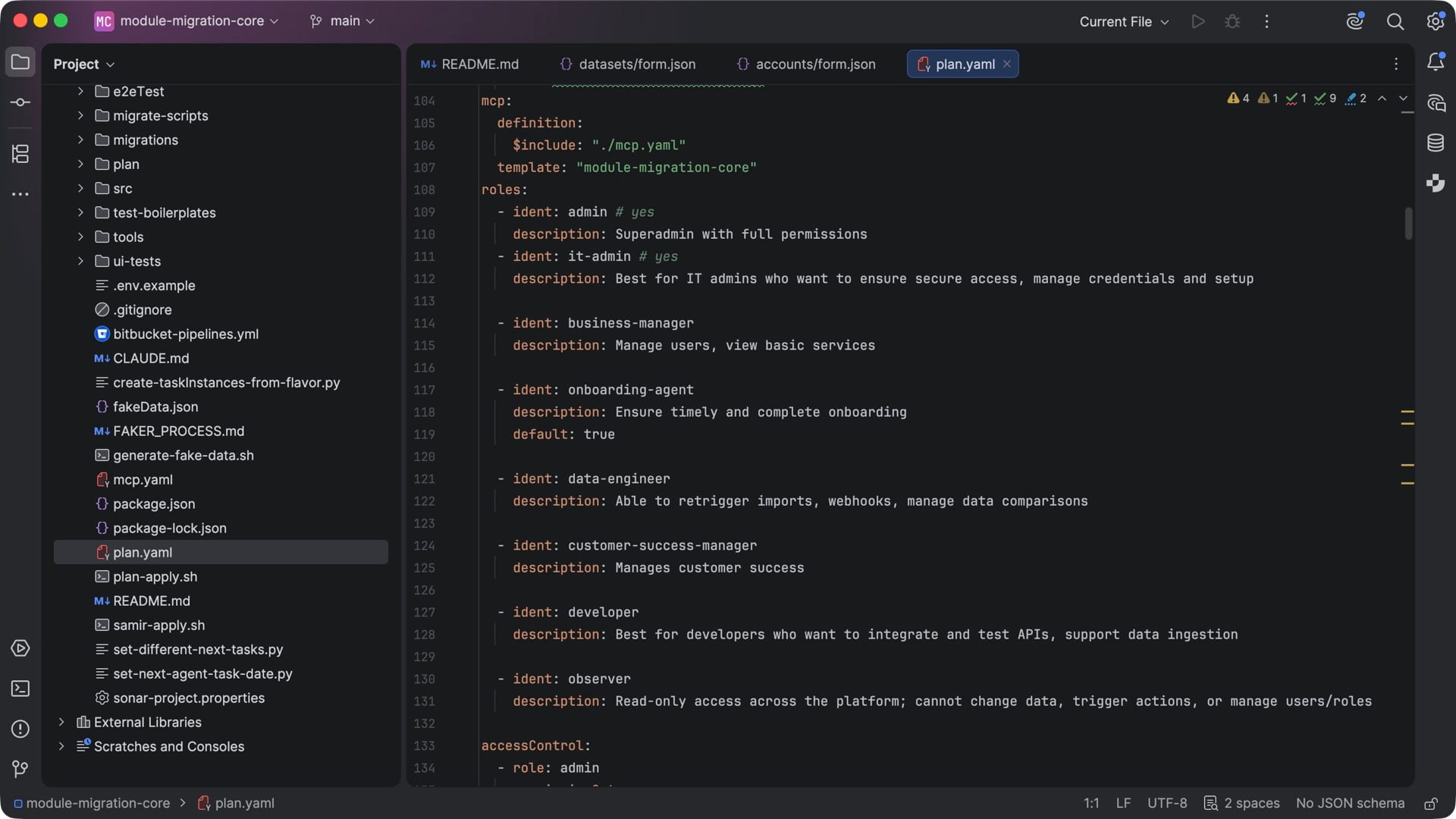 Roles defined for people and for AI agents in one place, alongside the access they are granted