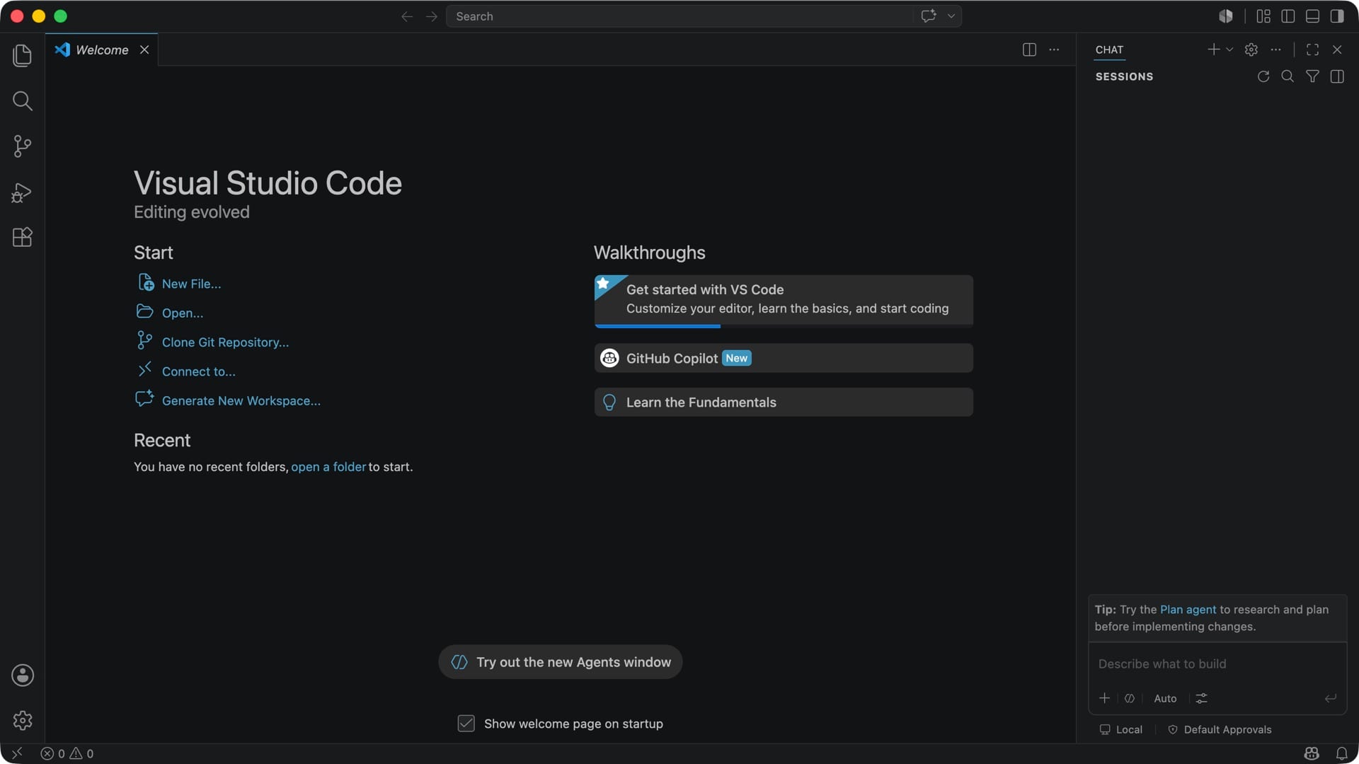 A transformation repository opened in VS Code with GitHub Copilot — standard TypeScript and Git mean you can use any editor or AI tool you like