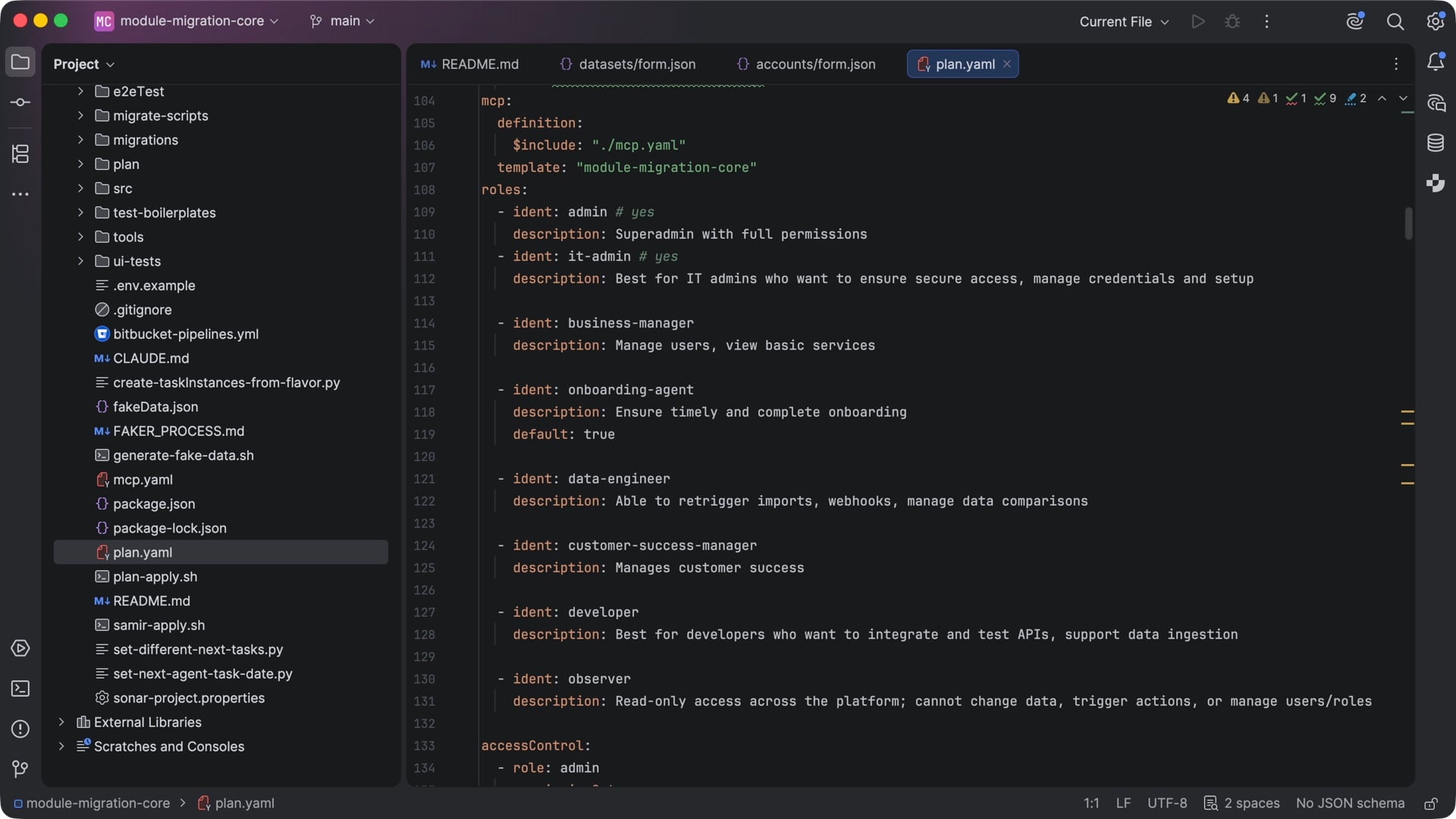 Roles defined for people and for AI agents in one place, alongside the access they are granted